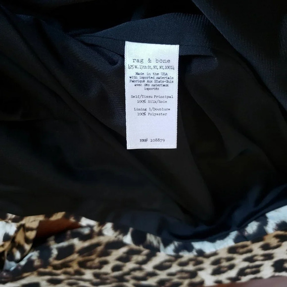 Rag & Bone Short Leopard 100% Silk Dress Keyhole 3/4 Sleeve Fitted Lined Size 8 - Picture 10 of 11